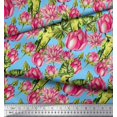 thumbnail image 3 of Soimoi Rayon Fabric Parrot,Leaves & Lotus Floral Print Fabric by the Yard 42 Inch Wide, 3 of 3