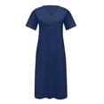 thumbnail image 5 of Robes d'Invitée de Mariage d'Été pour Femmes 2023 Mode Femmes Été Imprimé Décontracté Col en V Bouton Manches Courtes Vacances Poches Robe Décontractée Robes d'Été pour Femmes en Liquidation, 5 of 5