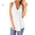 thumbnail image 1 of Haut Sans Manches en Chiffon pour Femmes, Col en V, Haut Ample, Chemise d'Été, Blanc, G, 1 of 2