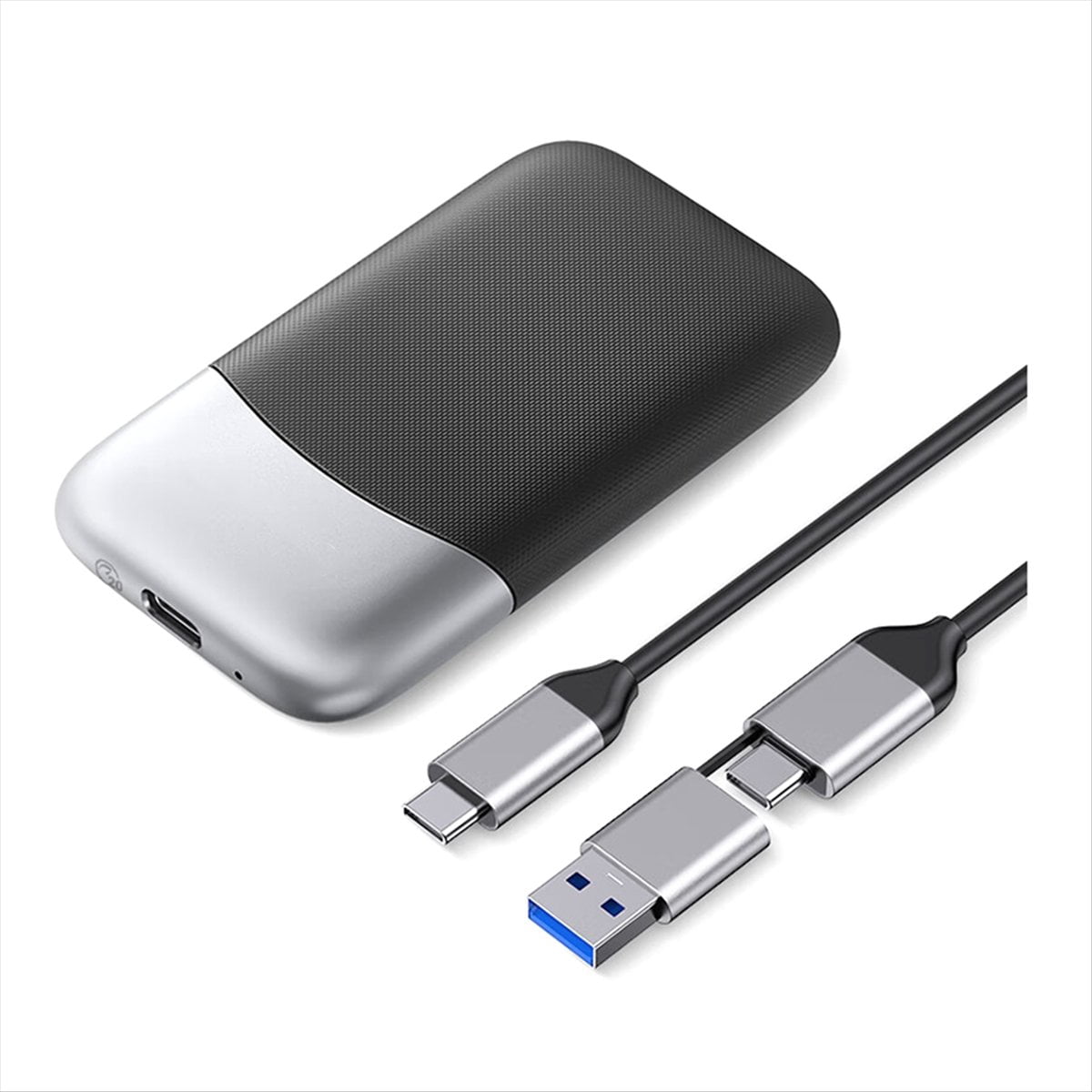 2.5 Inch External Solid State Drive 2000MB/S External Solid State Drive 512GB USB 3.2 Gen2 Type- C PSSD for Laptops,1 x hard drive 1 x cable 1 x Chinese and English instruction manual,Black&Silver