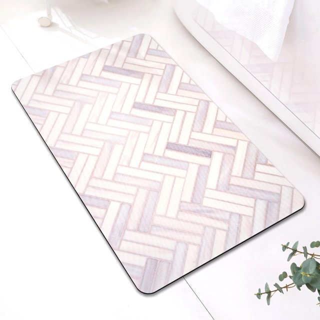Marble Bath Mat 32" x 20" Soft Chevron Bathroom Mat with NonSlip Rubber Backing QuickDry & Super Absorbent Layer MultiColor Thin Washable Shower Floor Rug Perfect for Elegant Bathrooms