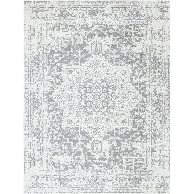 Unique Loom Tapis de Bordure Richmond 10' x 13' Rectangle Blanc/gris
