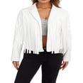 thumbnail image 1 of Veste à Franges en Faux Cuir Suédé pour Femmes, Moto Moto Biker Courte Ouverte à l'Avant, Manteau Court à Pampilles, 1 of 8