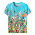 thumbnail image 5 of SMihono Hauts pour Femmes Été Décontracté Mode Imprimé Col Rond Manches Courtes Ample T-shirt Blouse Chandail Oversize T-shirt pour Femmes, 5 of 5