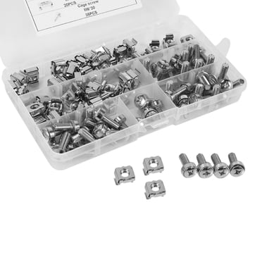 100 Ensembles M6 Trou Carré Cage Écrous et Rondelles Vis de Montage pour Serveur Rack et Armoire (M6 x 20mm)