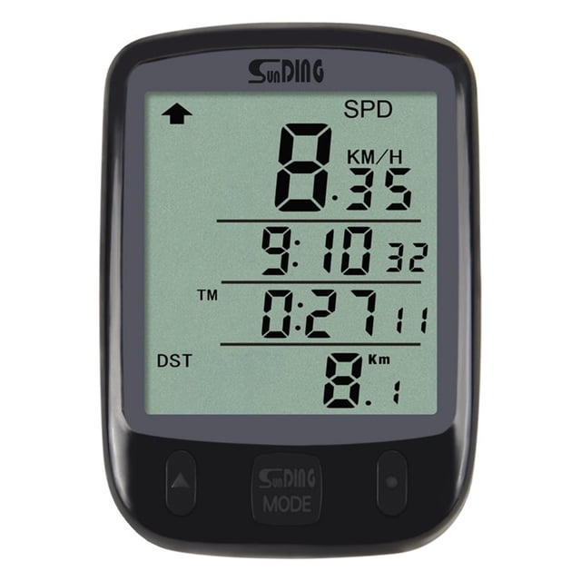 Cycling Bicycle Computers Speedometer Bike Computer Odometer with a compact design featuring an easy-to-read LCD display. The device tracks speed, time, distance, and other metrics, ideal for cycling performance monitoring. Made of ABS engineering plastic, it is lightweight and portable, measuring 51x42x18mm. Includes a base sensor line, magnet, tie lines, and manual. Suitable for use as a cycling tracker or bike GPS in various weather conditions.