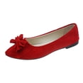 thumbnail image 1 of Xfvqtps Womens Pointed Toe Bow Flats Colorful Quilted Insole Comfortable Casual Flat Shoes for Work Leisure Red, 1 of 5