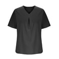 thumbnail image 3 of Frostluinai Women's Tops Plus Size Ruffle Short Sleeve Tunic Shirts V Neck Pleated Tshirts Solid Color Flowy Blouses Lightweight Going Out Tees, 3 of 7