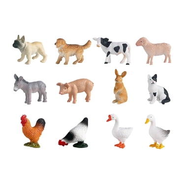 Yinanstore 12 Pcs Animaux de Ferme Modèle Jouets Éducatifs d'Apprentissage Miniatures Cadeaux de Fête Bricolages Faits à la Main Animaux Réalistes Jouet pour Garçons