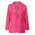 thumbnail image 3 of Meichang Womens Casual Blazers Jackets Solid Color Long Sleeve Open Front Work Office Blazers Slim Fit Lapel Jackets with Pockets Cardigans Plus Size Hot Pink L, 3 of 5