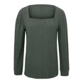 thumbnail image 4 of Meichang Puff Long Sleeve Shirts for Women Plus Size Square Neck Ribbed Knit Tops Solid Loose Fit Side Slit Hem Blouses Spring Trendy Women Tunic Tops, 4 of 7