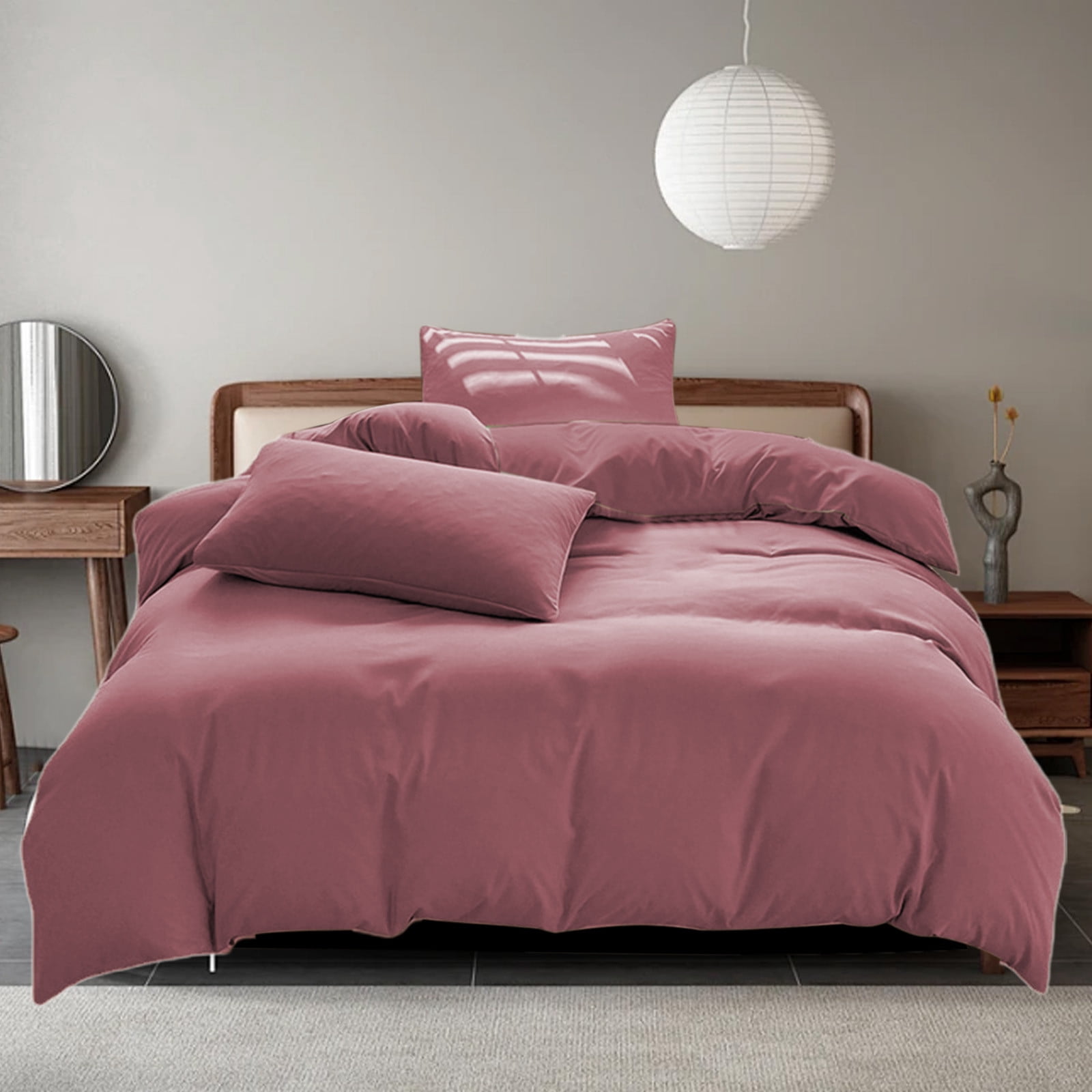 Oefntac Bedding Set All-Season Bedding Set - 4-Piece Washable Solid Color Bed Sheet Duvet Cover and Pillowcases