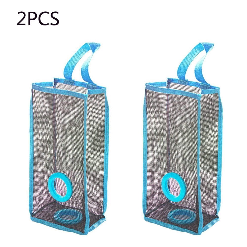 2PC Kitchen Hanging Type Breathable Mesh Grid Garbage Bags Storage Bag