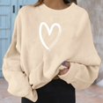 thumbnail image 2 of Fgnfyis T-Shirts pour Femmes Mode Chandail Chaud Décontracté à Manches Longues Col Rond Chemise Douce Imprimée Chandails d'Hiver pour Dames Hauts Hauts pour Femmes Beige TG, 2 of 6