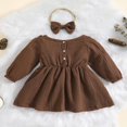 thumbnail image 2 of Bébé bébé Filles Tenues Manches Longues Volant une Ligne Robe Mignonne Vêtements 2 Pièces Ensemble, 2 of 8