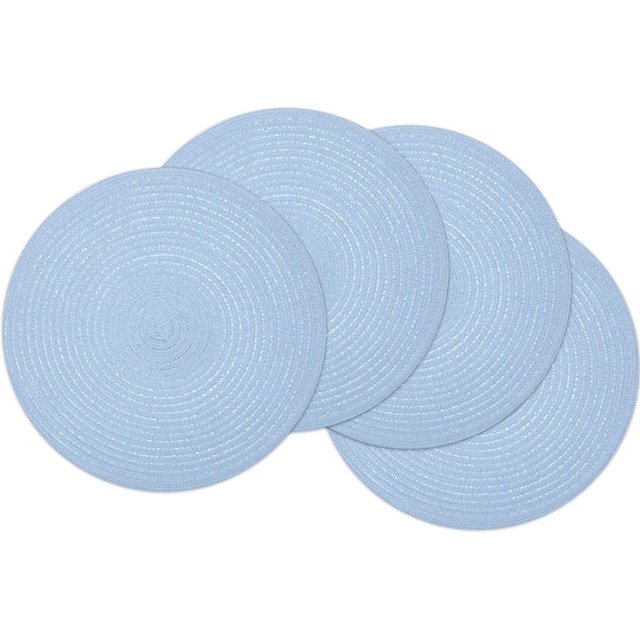 XINQIHANG Napperons Ronds Tressés, Ensemble de 4, Lavables, Napperons Ronds de 15 Pouces pour Tables à Manger (Bleu Pâle, 4)