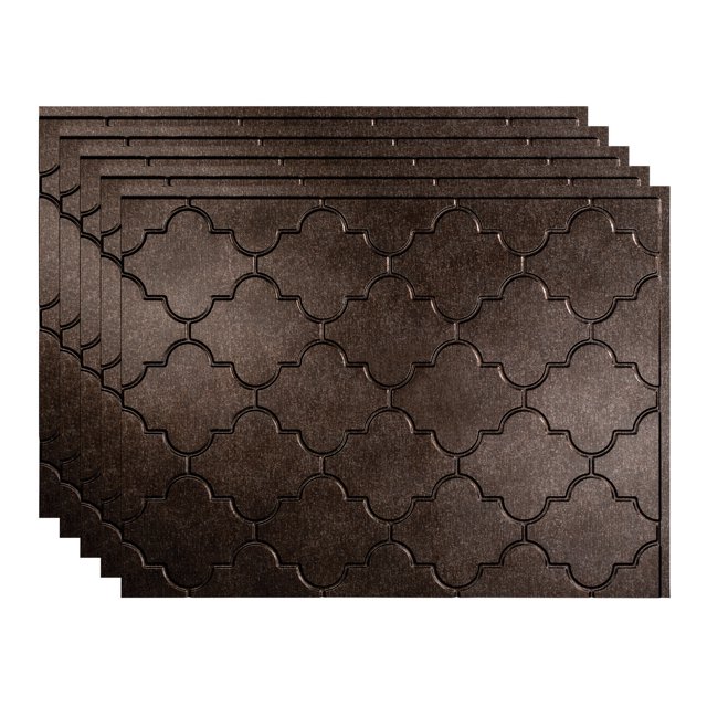 Fasade Monaco Decorative Vinyl 18in x 24in Backsplash Panel Smoked Pewter 5 Pack