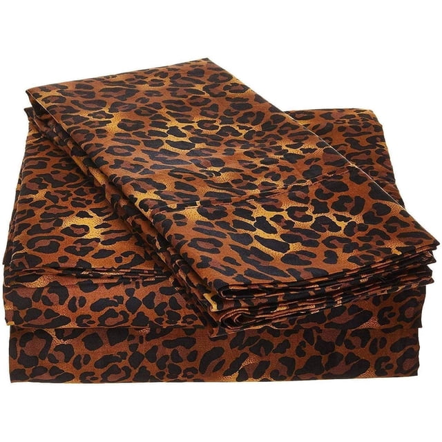 King Size Organic Cotton Sheet Set- 700-Thread-Count 100% Organic - 18" Deep Pockets 700TC Organic Sheets - Leopard Print