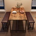 thumbnail image 1 of BeesClover Dining Table with 2 Benches, Dining Room Table Set for 4, Kitchen Table with 2 Upholstered Benches Rectangular Space Saving for Apartment, Dining Room, Kitchen, 44.5 Inches Large, 1 of 7