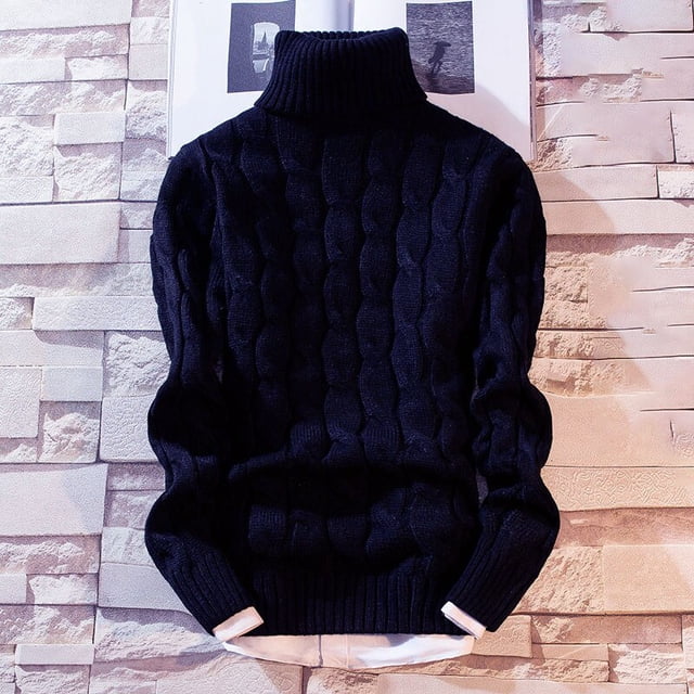 OmicGot New Men's Thick Turtleneck Sweater Pullovers Male Autumn Winter Solid Color High Neck Knitted Sweaters Knitwear M-3XL