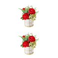 thumbnail image 4 of kurtrusly Artificial Flowers With Vase Add Of Color And Style To Any Room Indoor Pinellia red 2Set, 4 of 6