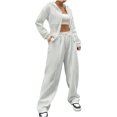 thumbnail image 1 of Timegard Womens Sets 2 Piece Sweatsuits Zip up Hooded Long Sleeve Jackets Drawstring Wide Leg Pants with Pockets Outfits, 1 of 6