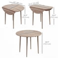 thumbnail image 3 of HOMCOM Foldable Dining Table, Round Drop Leaf Table with Wood Legs, Oak, 3 of 10