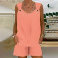 thumbnail image 4 of Yuyuzo Womens Lounge Sets Two Piece Square Neck Tank Tops Wide Leg Shorts with Pockets Matching Outfits, 4 of 7