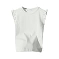 thumbnail image 1 of LUOGENLI T Shirt for Girls Girls Ruffle Sleeve T Shirt Solid Color Vest Girls Basic Short Sleeve Shirts for Girls Work Spring White 4-5 Years, 1 of 3