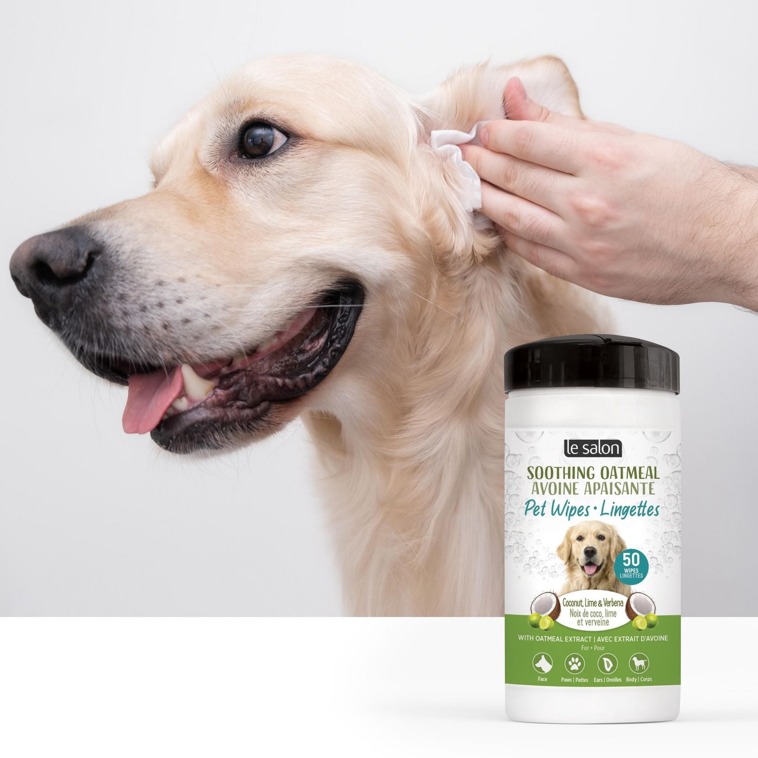 Le Salon Lingettes pour Animaux de Compagnie à l'Avoine Apaisante, Lingettes pour Chiens Lot de 50