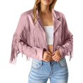 thumbnail image 2 of 2025 Femmes à Franges Veste pour Femmes Vestes Décontractées Veste Décontractée d'Automne pour Femmes à Franges Moto Courte, 2 of 9
