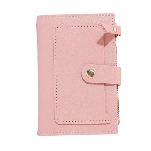 Card Holder Pouch Women Purse Versatile Women‘s Purse with Button Closure Solid Color Card Holder Wallet Portable Changes