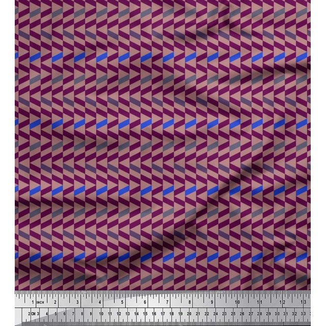 Soimoi Green Heavy Canvas Fabric Stripe & Triangle Geometric Print Fabric by Yard 58 Inch Wide
