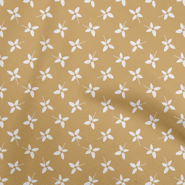 oneOone Cotton Poplin Light Brown Fabric Florals Sewing Material Print Fabric By The Yard 42 Inch Wide
