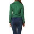 thumbnail image 3 of INSPIRE CHIC Women's Motorcycle Jacket Faux Suede Solid Color Asymmetric Zipper Jacket M Green, 3 of 6