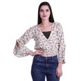 thumbnail image 1 of Moomaya Printed Womens Crop Top Wrap Style Top Wear Ruffle Long Sleeve Casual Summer Blouse, 1 of 5