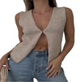 thumbnail image 1 of Women Knit Sweater Vest Tops Sleeveless V-Neck Button up Tank Tops, 1 of 4