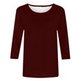 thumbnail image 4 of HKEJIAOI Blouse pour Femmes Manches 3/4 Imprimé Floral Col Rond Blouse d'Été 3TG, 4 of 5