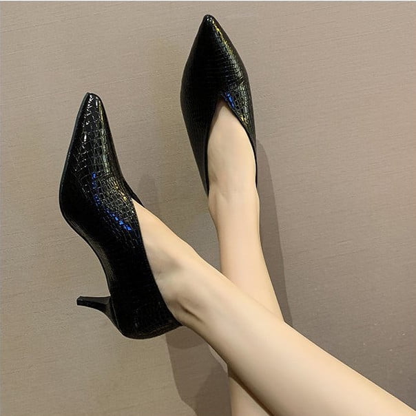 Mikilon Chaussures à Enfiler Talon Moyen Chaussures Simples Femmes Chaussures Rétro Grand-Maman Chaussures de Travail Talons Hauts Chaussures Quatre Saisons