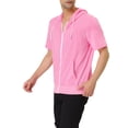 thumbnail image 4 of INSPIRE CHIC Men's Short Sleeve Hoodies Solid Color Zip Up Jackets with Hood S Pink, 4 of 7