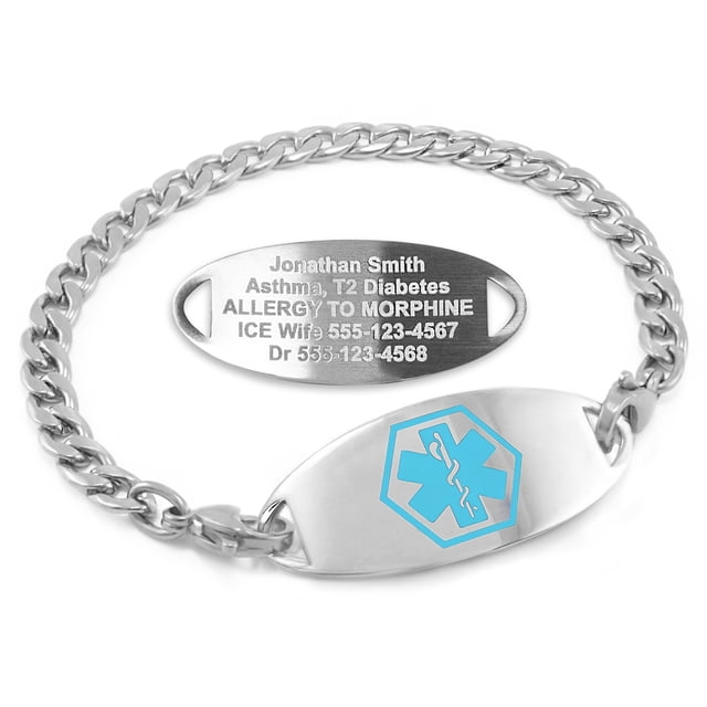 MedicEngraved Stainless Steel Custom Medical Alert Bracelet - 5mm Curb Link