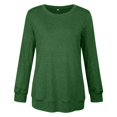 thumbnail image 4 of Pxiakgy T-Shirts pour Femmes T-Shirts Décontractés Col Rond Chandail en Molleton Manches Courtes Longues Chemise Douce Ample Verte + 5TG, 4 of 4