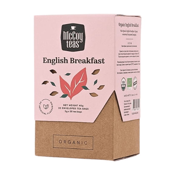 McCoy Teas Organic English Breakfast Black Tea, Bold Flavor & Antioxidants, 20 Tea Bags