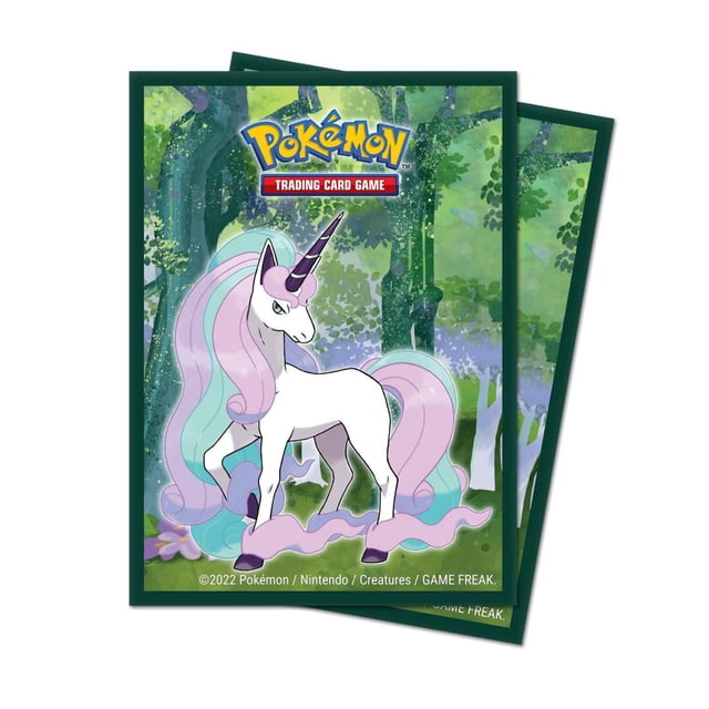 Ultra PRO Série Galerie Protège-Cartes Standard Enchanted Glade (65 Ct) pour Pokémon Montrant Deux Pochettes Superposées Mettant en Vedette une Licorne Blanche Pokémon avec une Corne Violette et une Crinière et une Queue pastel Roses et Bleues sur un Fond de Forêt Verte, Formaté pour Protéger les Cartes à Échanger Standard 2,5 par 3,5 Pouces et Idéal pour Préserver l'État des Cartes pendant le Jeu.