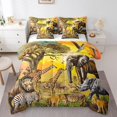 thumbnail image 1 of YST African Safari Animal Comforter Set Full Size 7 Piece,Elephant Giraffe Bedding Set With Sheet Set,Zebra Cheetah Rhinoceros Bed In A Bag With Throw Pillow Covers,Reversible, 1 of 5