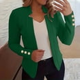 thumbnail image 3 of BiZtdJrK Spring Savings! Womens Business Casual Outfits Button Trims Long Sleeve Lapel Blazers Open Front Solid Color Fall Suits Jackets Green XL, 3 of 6