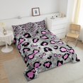 thumbnail image 4 of Erosebridal Pink Bowknot Bedding King Comforter Set, Kawaii Leopard Print Down Comforter, Princess Room Decor, Ultra Soft 3pcs, 4 of 7