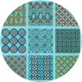 thumbnail image 1 of Ahgly Company Tapis Rond Lavable en Machine Intérieur Transitionnel Turquoise Vert, 4 Pieds Rond, 1 of 7