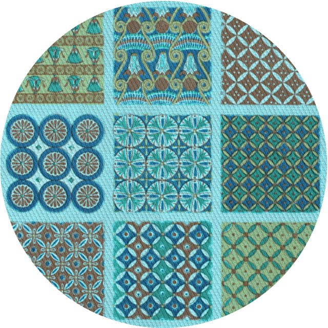 Ahgly Company Tapis Rond Lavable en Machine Intérieur Transitionnel Turquoise Vert, 4 Pieds Rond