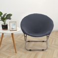 thumbnail image 4 of Housse de Chaise Ronde en Jacquard, Housse de Chaise Lune en Polyester à Haute Extensibilité, Protection pour Meubles de Salon, Lavable, Gris Foncé, Taille, 4 of 8
